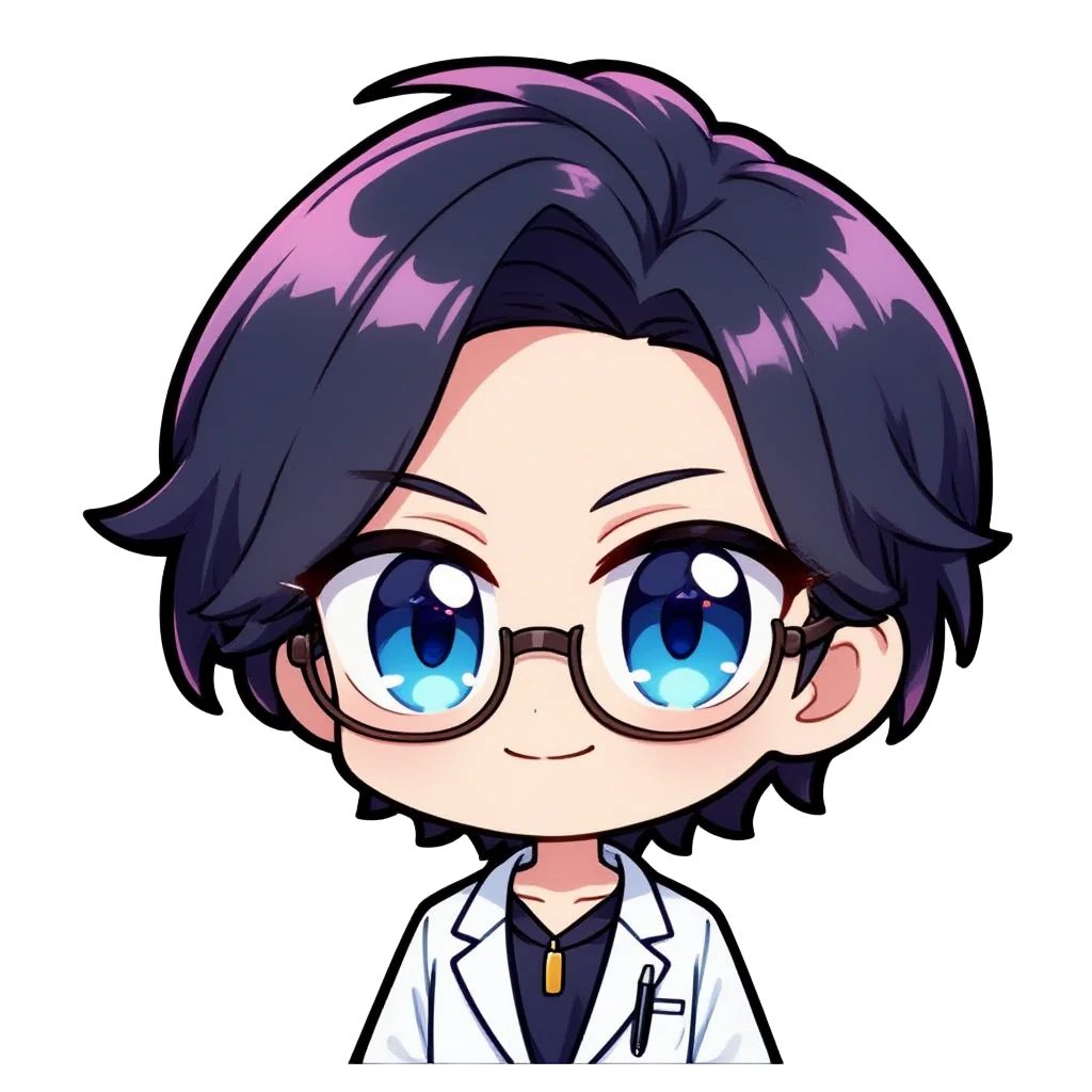 Scientist girl purple glasses